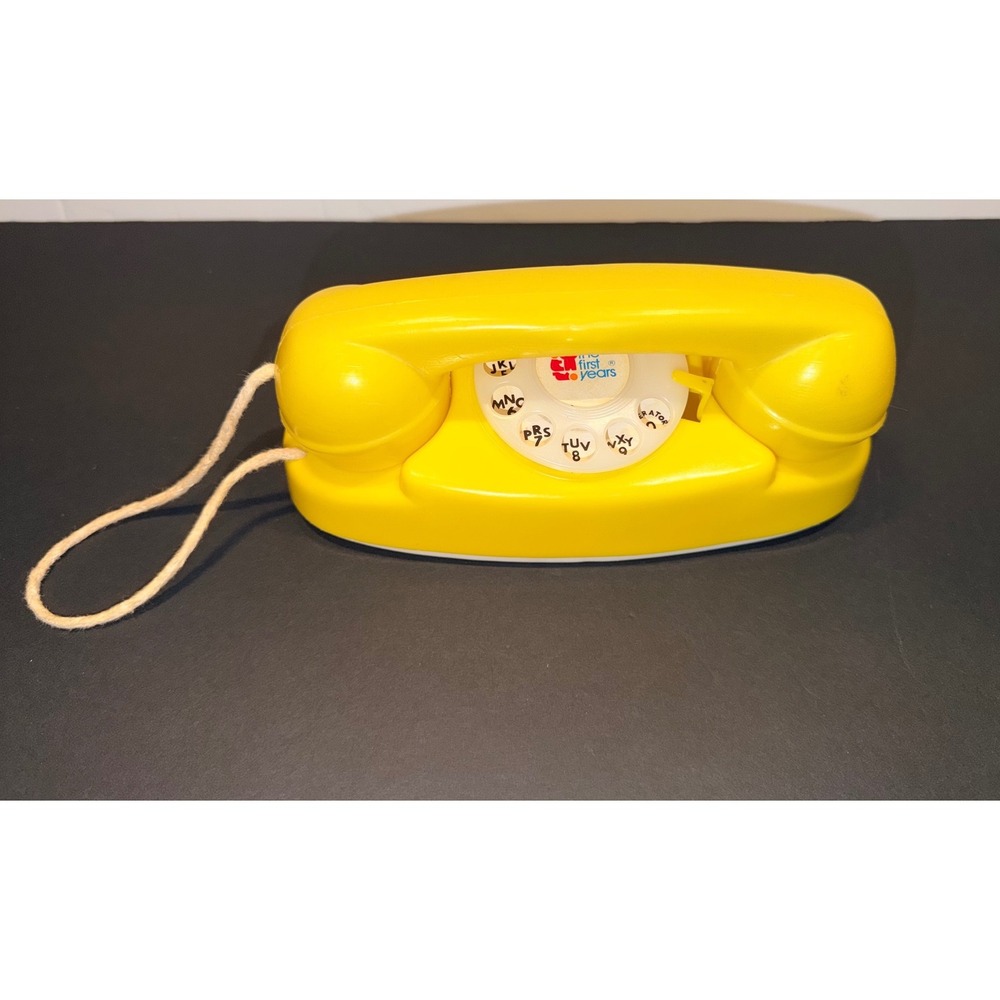 The First Years Vintage Yellow Rotary Dial Toy Phone Kids Preschool Retro Toy